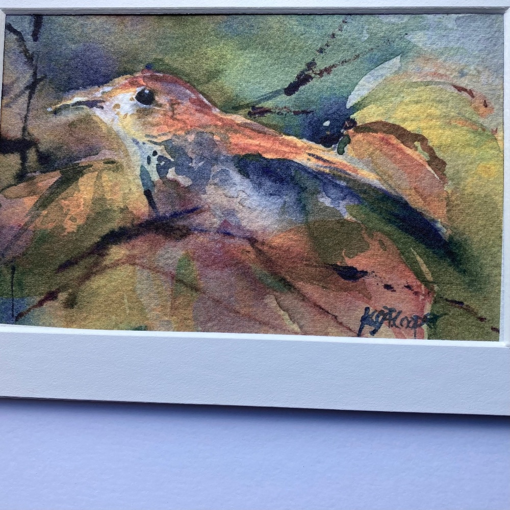 HOST PICK “Birdwatcher” Watercolor Reproduction 4 inches x 6 inches - Picture 3 of 3